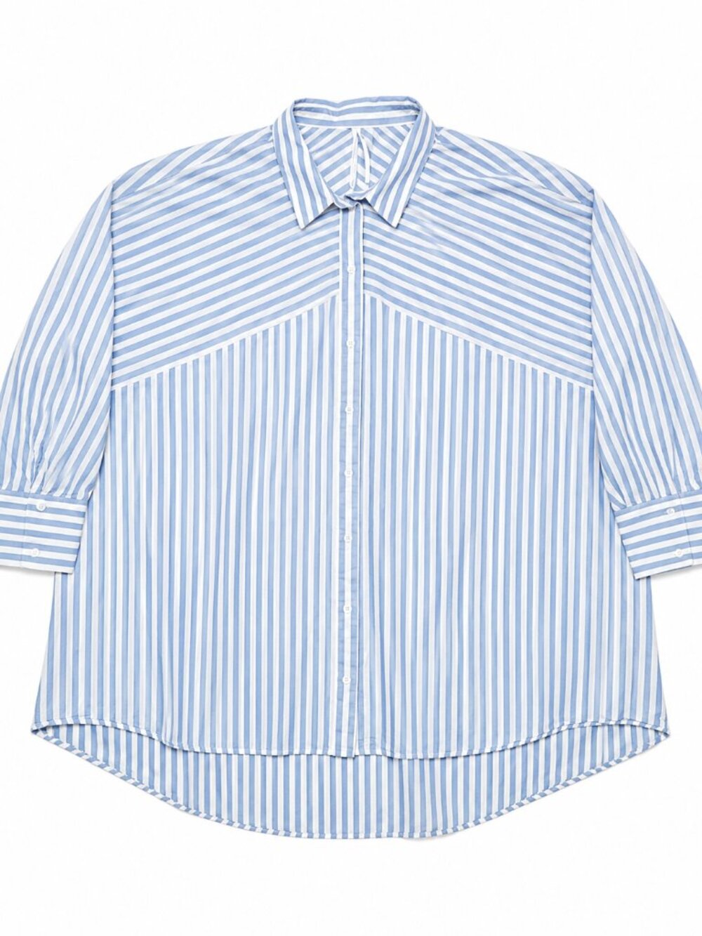 Anthropologie Blue and White Striped Button-Up Blouse
